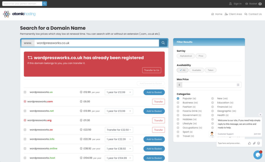 Hosting & Domains - website designer