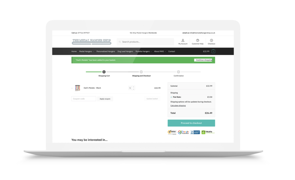 Website & Maintenance for eCommerce Retailer The Medal Hanger Shop