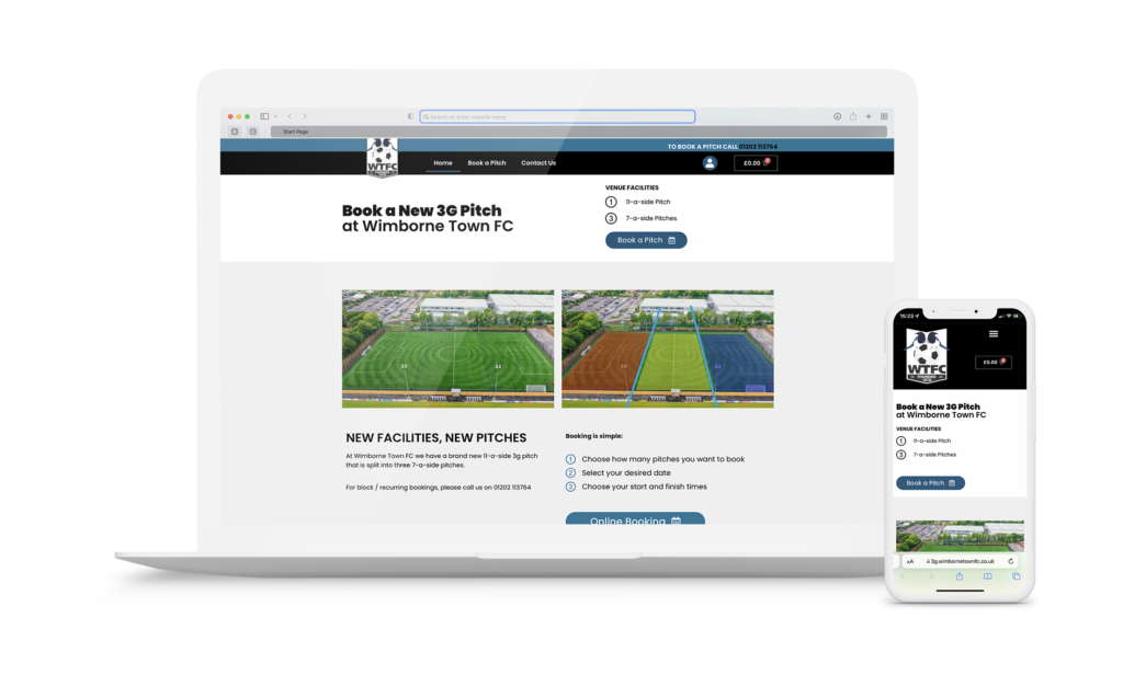 3G Football Pitch Booking Website for Wimborne Town FC